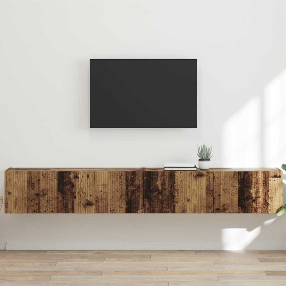 Produktbild för TV Vägghylla Väggmonterad 2 pcs Gammalt trä 98 x 31 x 29,5 cm