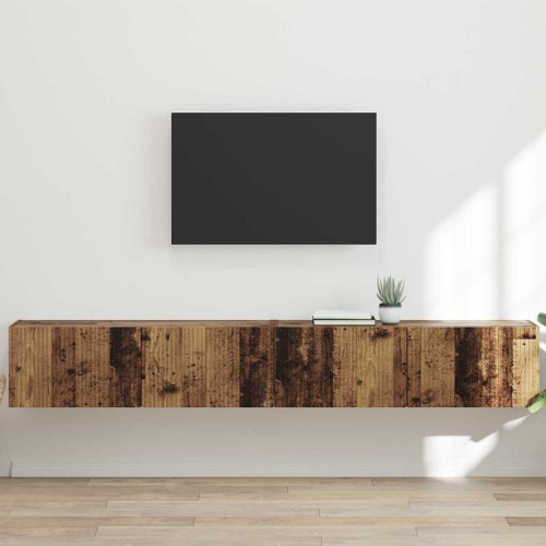vidaXL TV Vägghylla Väggmonterad 2 pcs Gammalt trä 98 x 31 x 29,5 cm