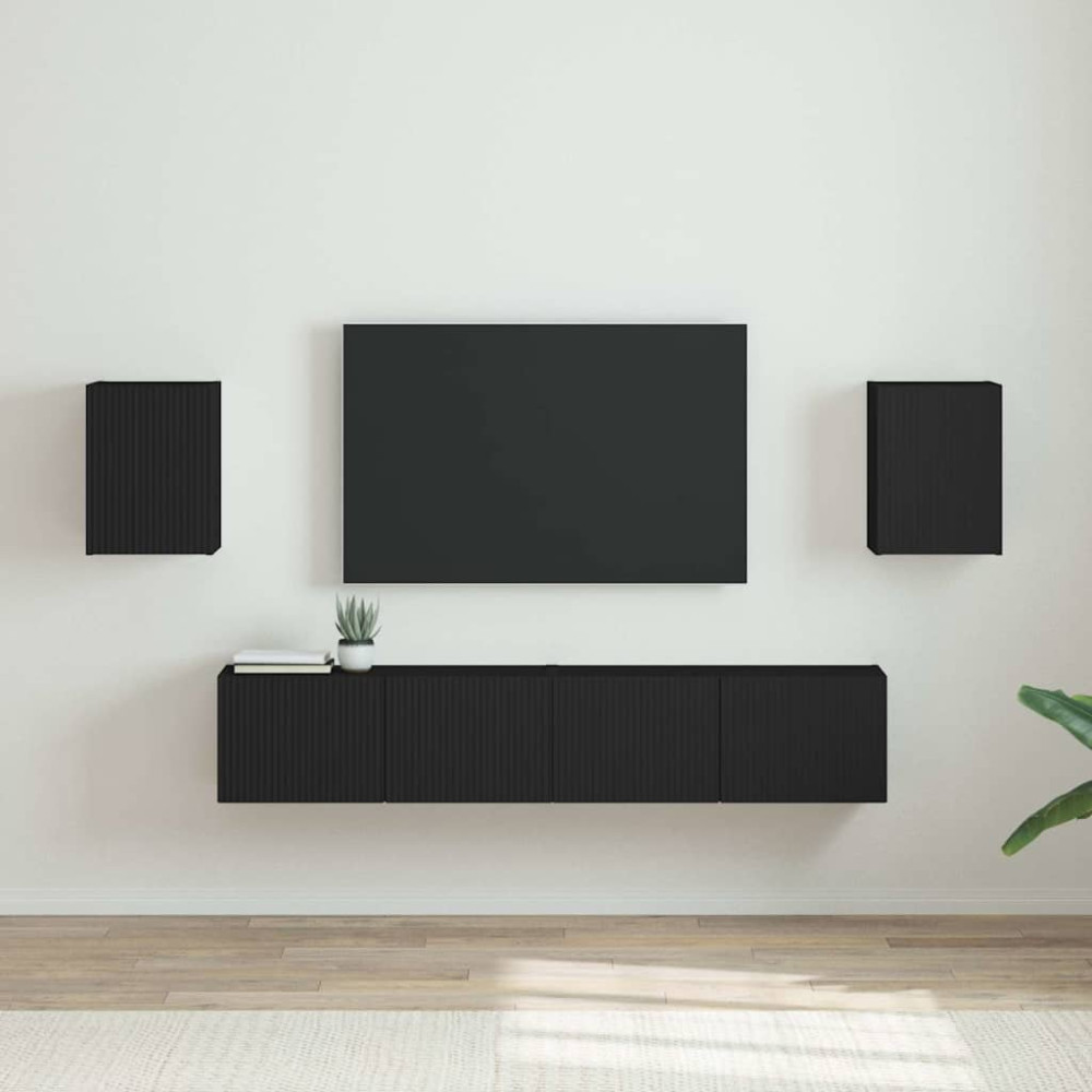 Produktbild för TV Vägghylla 2 pcs Svart 30 x 31 x 40 cm Konstruerat trä