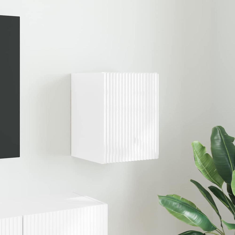 Produktbild för TV Vägghylla Glansig Vit 30 x 31 x 40 cm Konstruerat trä