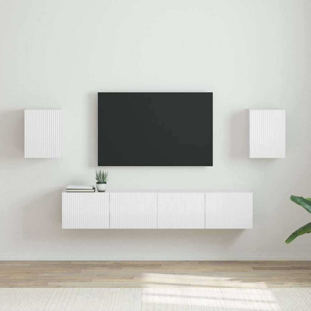 Produktbild för TV Vägghylla 2 pcs Glansig Vit 30 x 31 x 40 cm Konstruerat trä