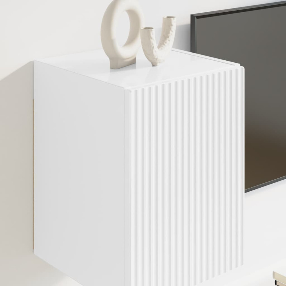 Produktbild för TV Vägghylla 2 pcs Glansig Vit 30 x 31 x 40 cm Konstruerat trä
