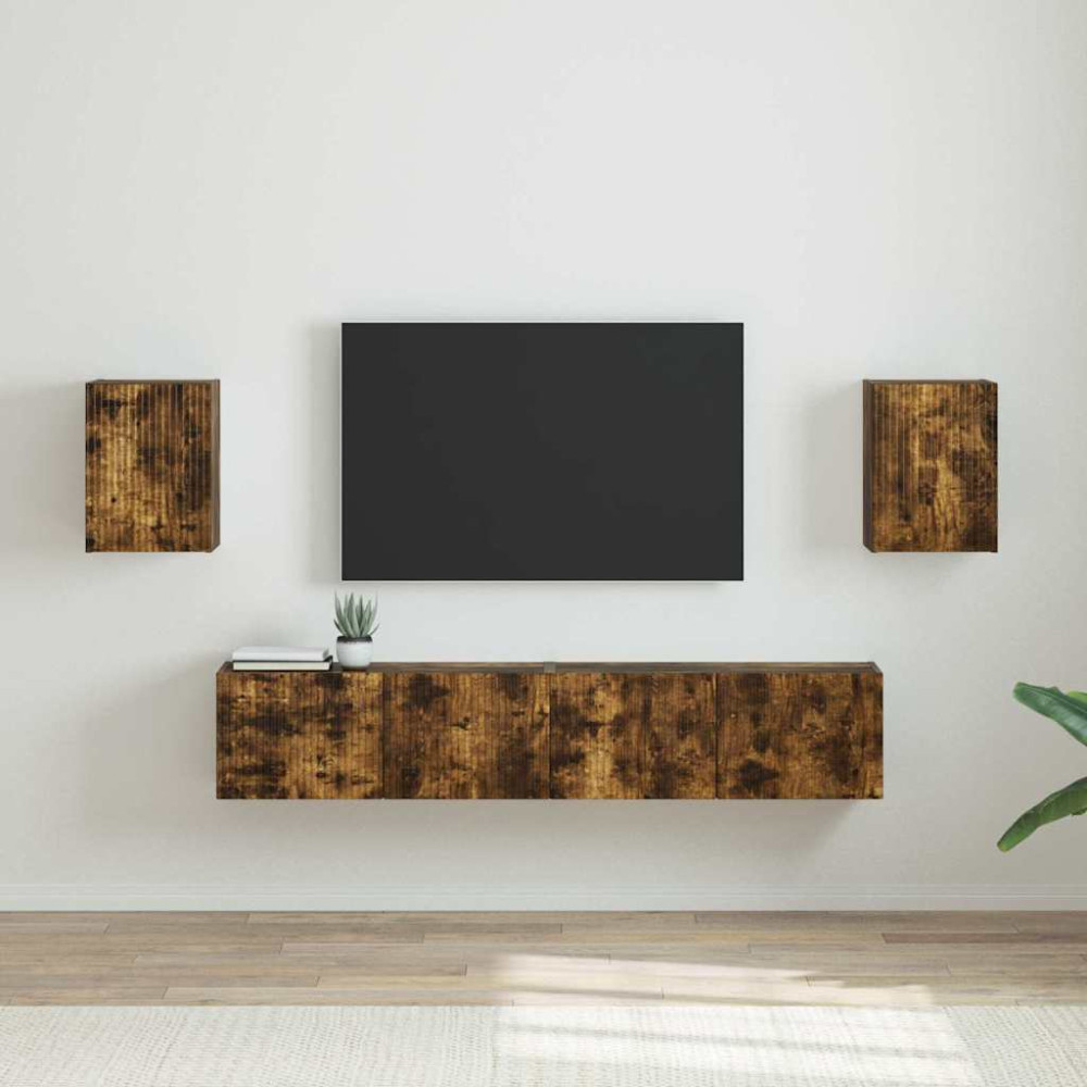 Produktbild för TV Vägghylla 2 pcs Rökt ek 30 x 31 x 40 cm Konstruerat trä