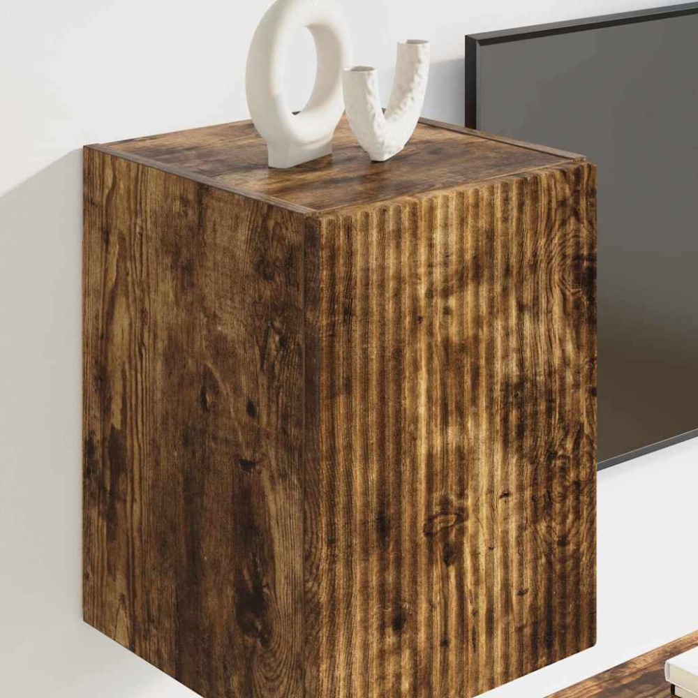 Produktbild för TV Vägghylla 2 pcs Rökt ek 30 x 31 x 40 cm Konstruerat trä