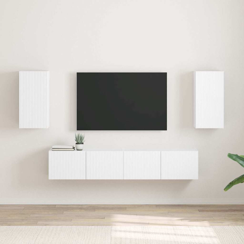 Produktbild för TV Vägghylla 2 pcs Vit 30 x 31 x 60 cm Konstruerat trä