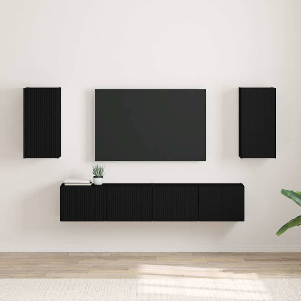 Produktbild för TV Vägghylla 2 pcs Svart 30 x 31 x 60 cm Konstruerat trä