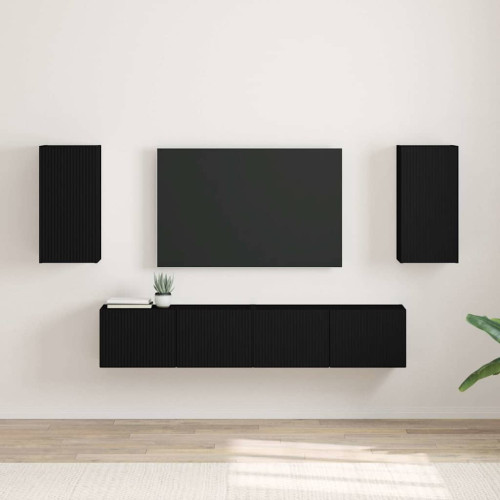 vidaXL TV Vägghylla 2 pcs Svart 30 x 31 x 60 cm Konstruerat trä