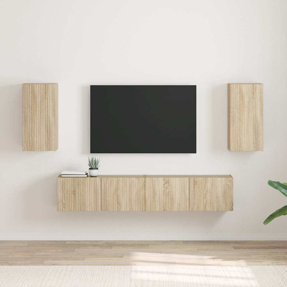 Produktbild för TV Vägghylla 2 pcs Sonoma 30 x 31 x 60 cm Konstruerat trä