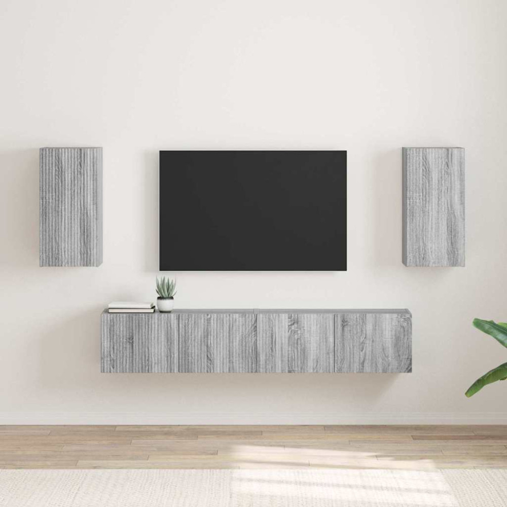 Produktbild för TV Vägghylla 2 pcs Grå Sonoma 30 x 31 x 60 cm Konstruerat trä