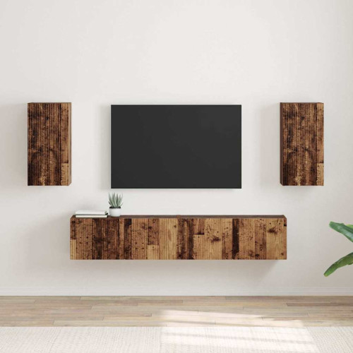 vidaXL TV Vägghylla 2 pcs Gammalt trä 30 x 31 x 60 cm Konstruerat trä