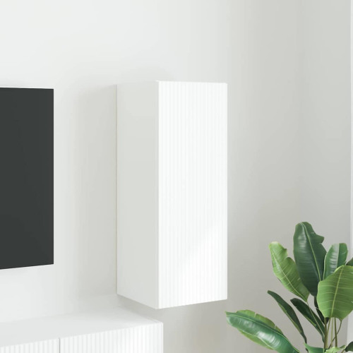 vidaXL TV Vägghylla Väggmonterad Vit 30 x 31 x 80 cm Konstruerat trä