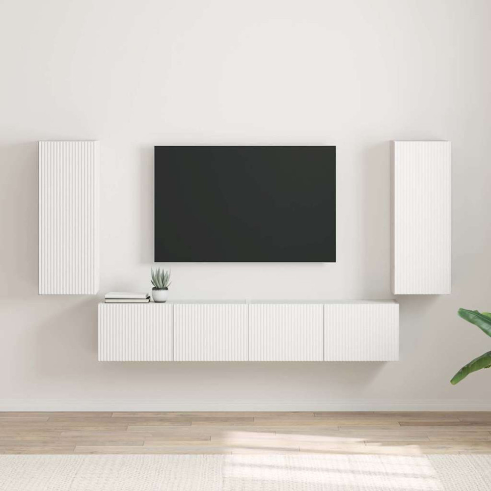 Produktbild för TV Vägghylla 2 pcs Vit 30 x 31 x 80 cm Konstruerat trä