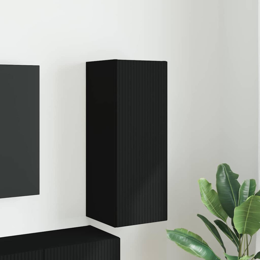 Produktbild för TV Vägghylla Väggmonterad Svart 30 x 31 x 80 cm Konstruerat trä