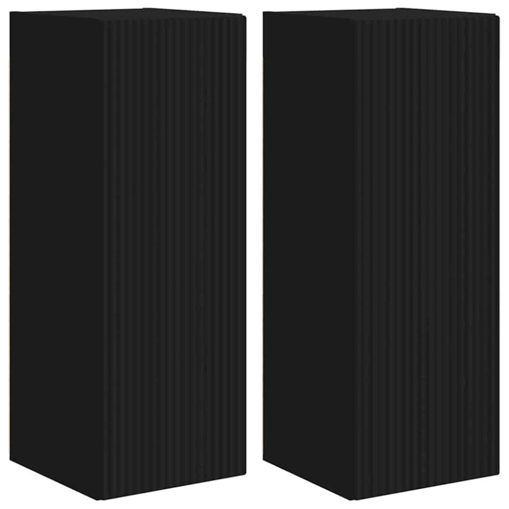 Produktbild för TV Vägghylla 2 pcs Svart 30 x 31 x 80 cm Konstruerat trä