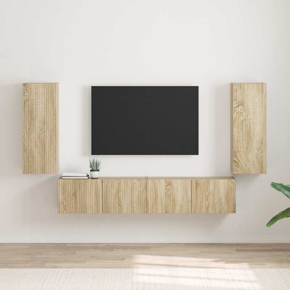 Produktbild för TV Vägghylla 2 pcs Sonoma 30 x 31 x 80 cm Konstruerat trä