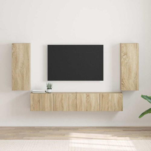 vidaXL TV Vägghylla 2 pcs Sonoma 30 x 31 x 80 cm Konstruerat trä