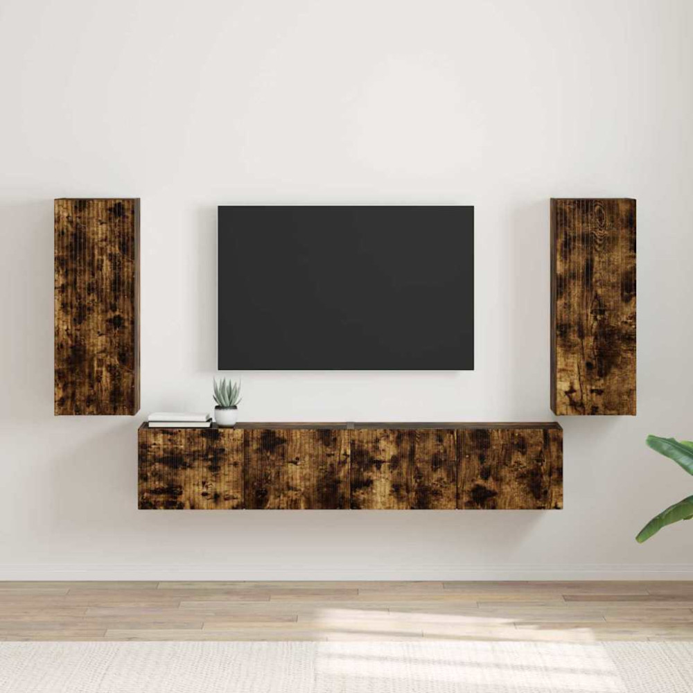 Produktbild för TV Vägghylla 2 pcs Rökt ek 30 x 31 x 80 cm Konstruerat trä