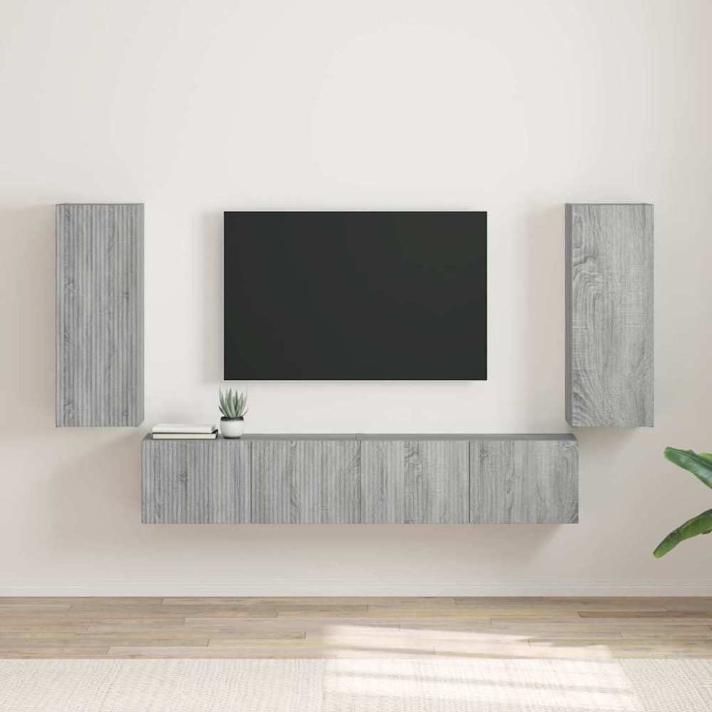 Produktbild för TV Vägghylla 2 pcs Grå Sonoma 30 x 31 x 80 cm Konstruerat trä