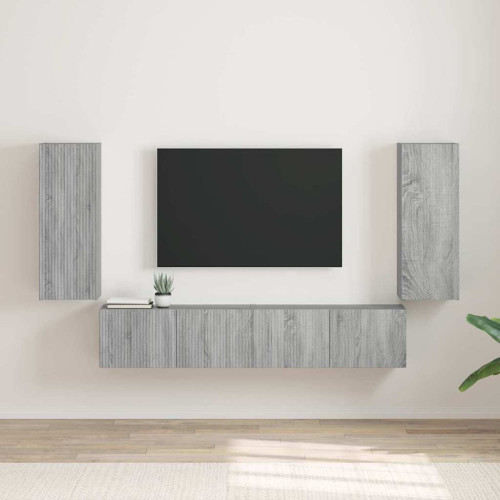 vidaXL TV Vägghylla 2 pcs Grå Sonoma 30 x 31 x 80 cm Konstruerat trä