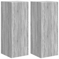 Produktbild för TV Vägghylla 2 pcs Grå Sonoma 30 x 31 x 80 cm Konstruerat trä