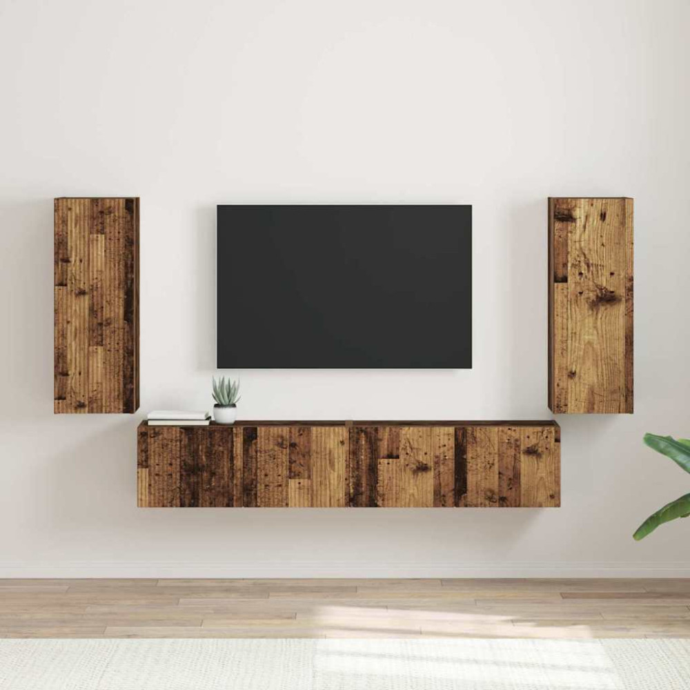 Produktbild för TV Vägghylla 2 pcs Gammalt trä 30 x 31 x 80 cm Konstruerat trä