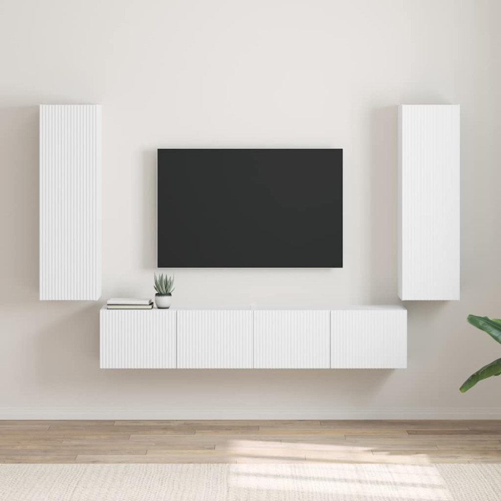 Produktbild för TV Vägghylla 2 pcs Vit 30 x 31 x 100 cm Konstruerat trä