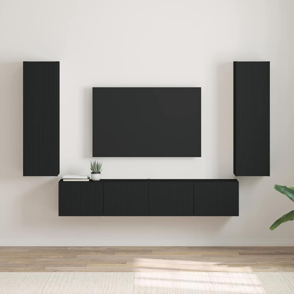 Produktbild för TV Vägghylla 2 pcs Svart 30 x 31 x 100 cm Konstruerat trä