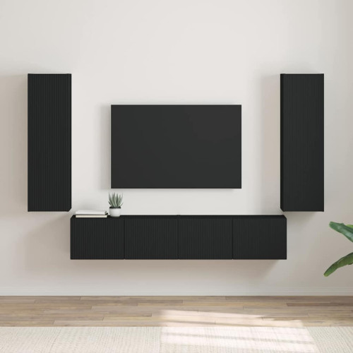 vidaXL TV Vägghylla 2 pcs Svart 30 x 31 x 100 cm Konstruerat trä