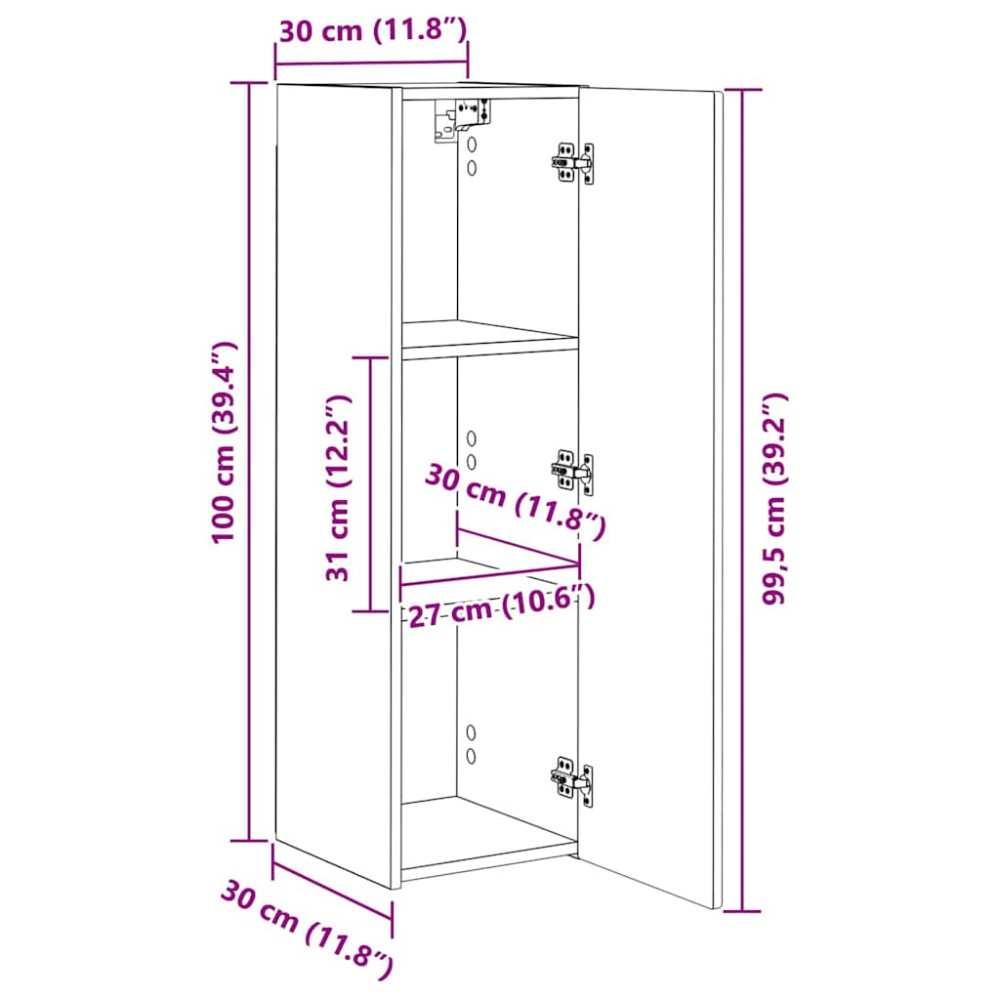 Produktbild för TV Vägghylla 2 pcs Svart 30 x 31 x 100 cm Konstruerat trä