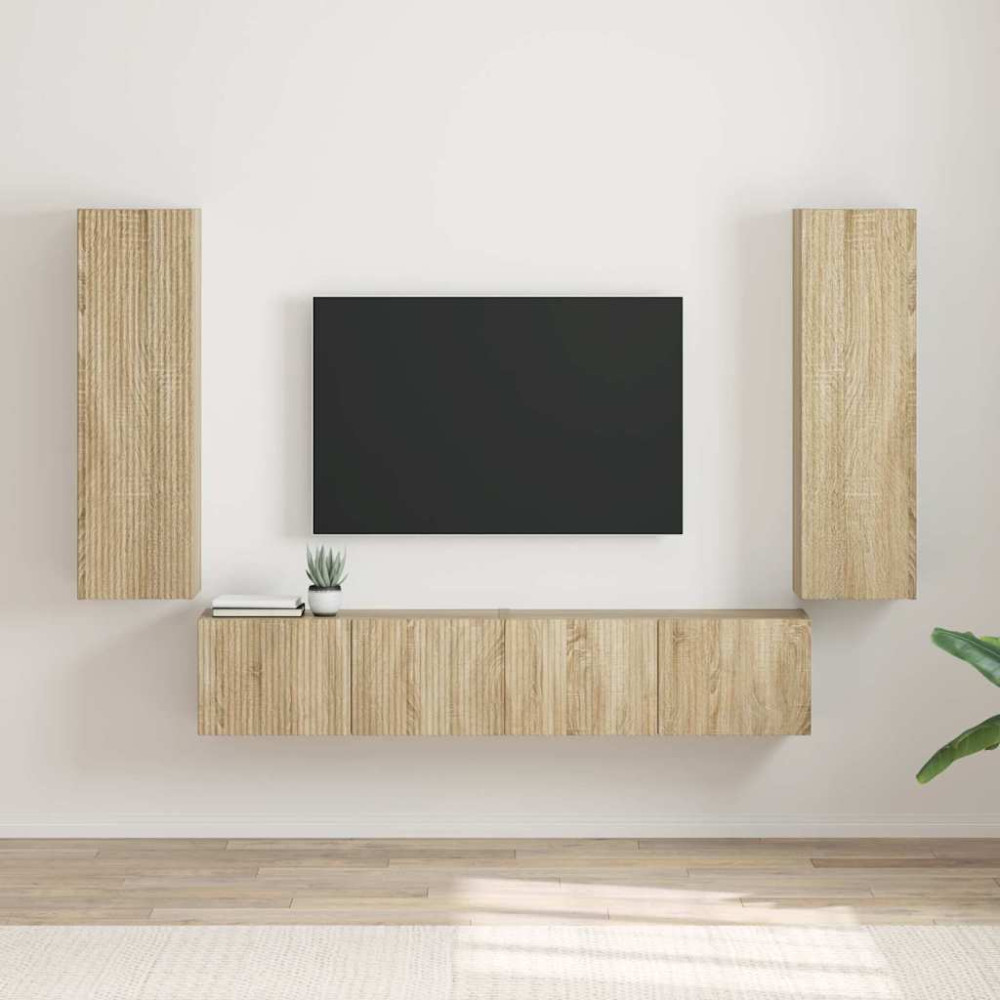 Produktbild för TV Vägghylla 2 pcs Sonoma 30 x 31 x 100 cm Konstruerat trä