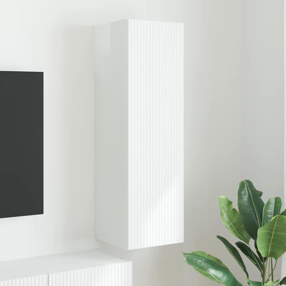 Produktbild för TV Vägghylla Glansig Vit 30 x 31 x 100 cm Konstruerat trä