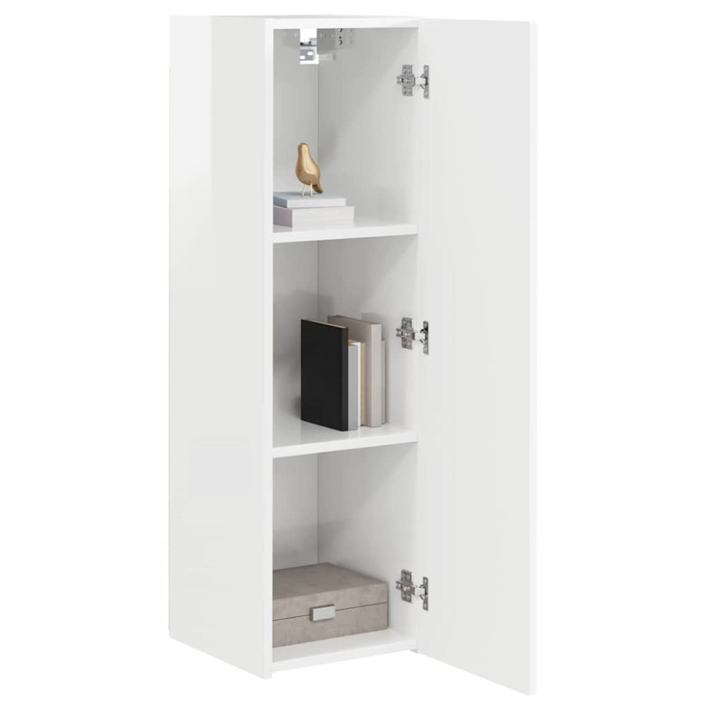 Produktbild för TV Vägghylla Glansig Vit 30 x 31 x 100 cm Konstruerat trä