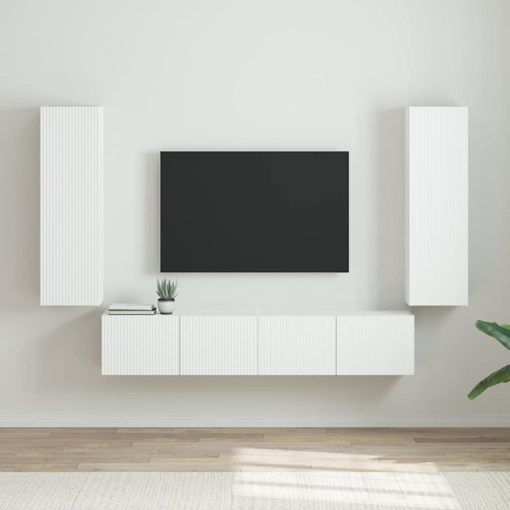 Produktbild för TV Vägghylla 2 pcs Glansig Vit 30 x 31 x 100 cm Konstruerat trä