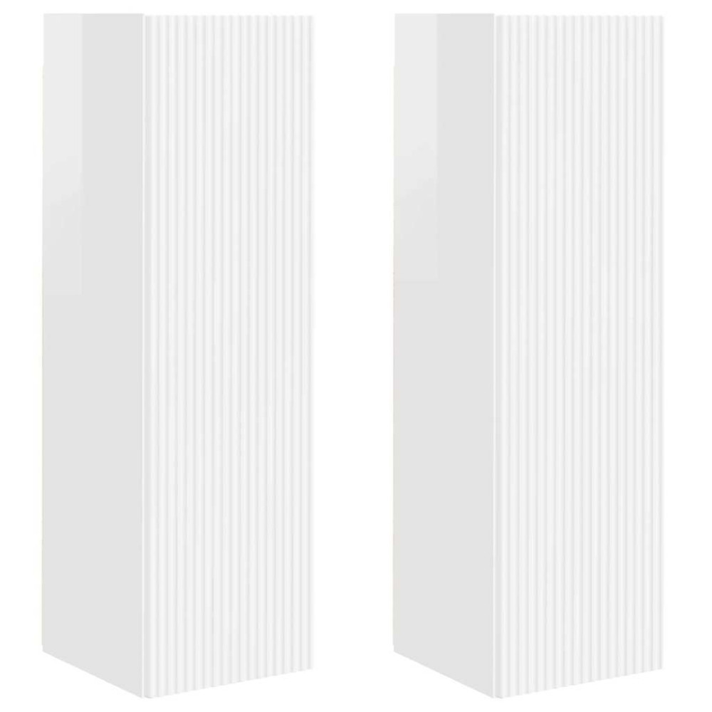 Produktbild för TV Vägghylla 2 pcs Glansig Vit 30 x 31 x 100 cm Konstruerat trä