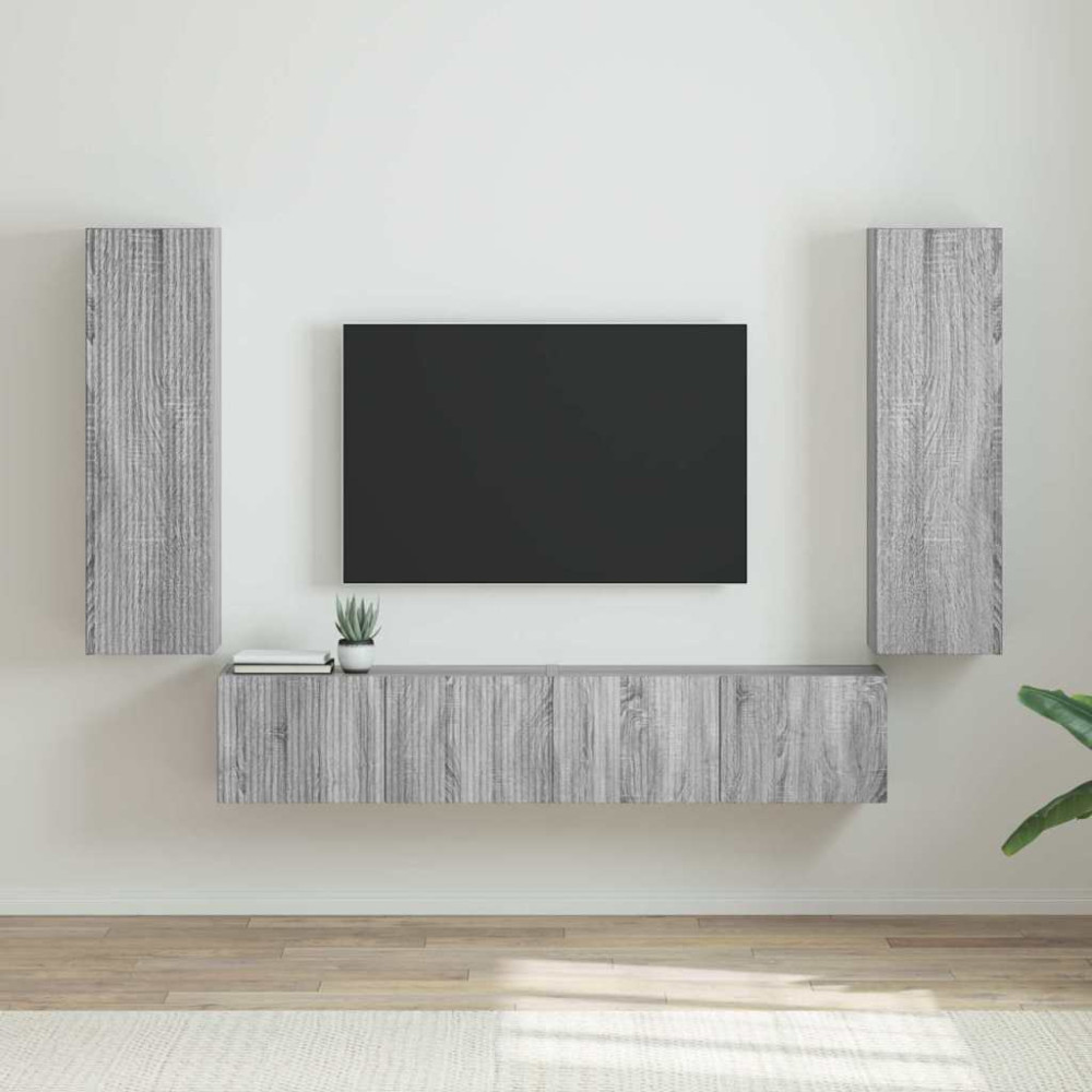 Produktbild för TV Vägghylla 2 pcs Grå Sonoma 30 x 31 x 100 cm Konstruerat trä