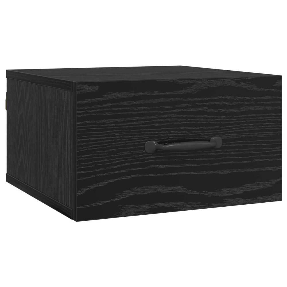 Produktbild för Nattduksbord med låda Svart Ek 35 x 35 x 20 cm Konstruerat trä