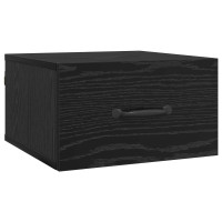 Produktbild för Nattduksbord med låda Svart Ek 35 x 35 x 20 cm Konstruerat trä