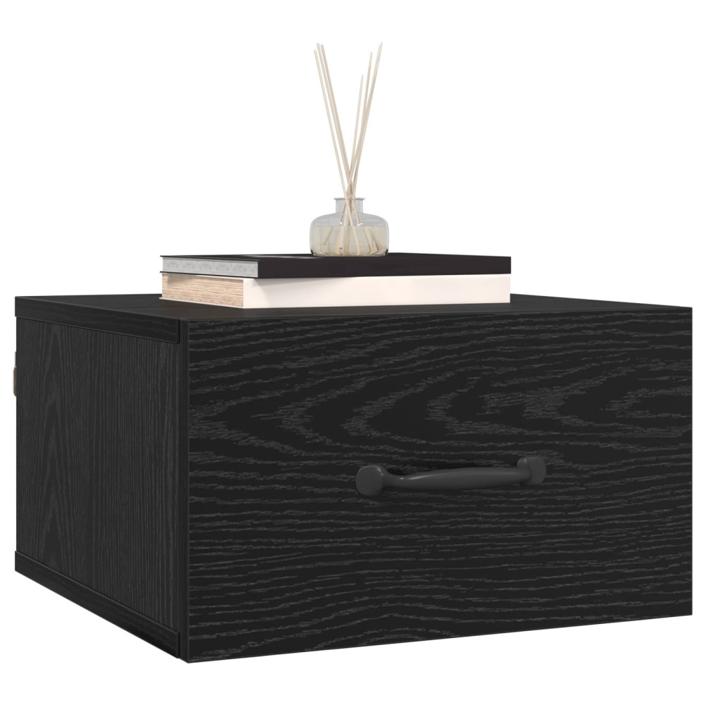Produktbild för Nattduksbord med låda Svart Ek 35 x 35 x 20 cm Konstruerat trä