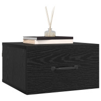 Produktbild för Nattduksbord med låda Svart Ek 35 x 35 x 20 cm Konstruerat trä