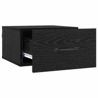 Produktbild för Nattduksbord med låda Svart Ek 35 x 35 x 20 cm Konstruerat trä