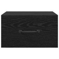 Produktbild för Nattduksbord med låda Svart Ek 35 x 35 x 20 cm Konstruerat trä