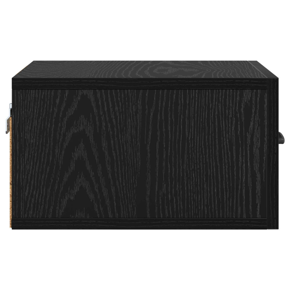 Produktbild för Nattduksbord med låda Svart Ek 35 x 35 x 20 cm Konstruerat trä
