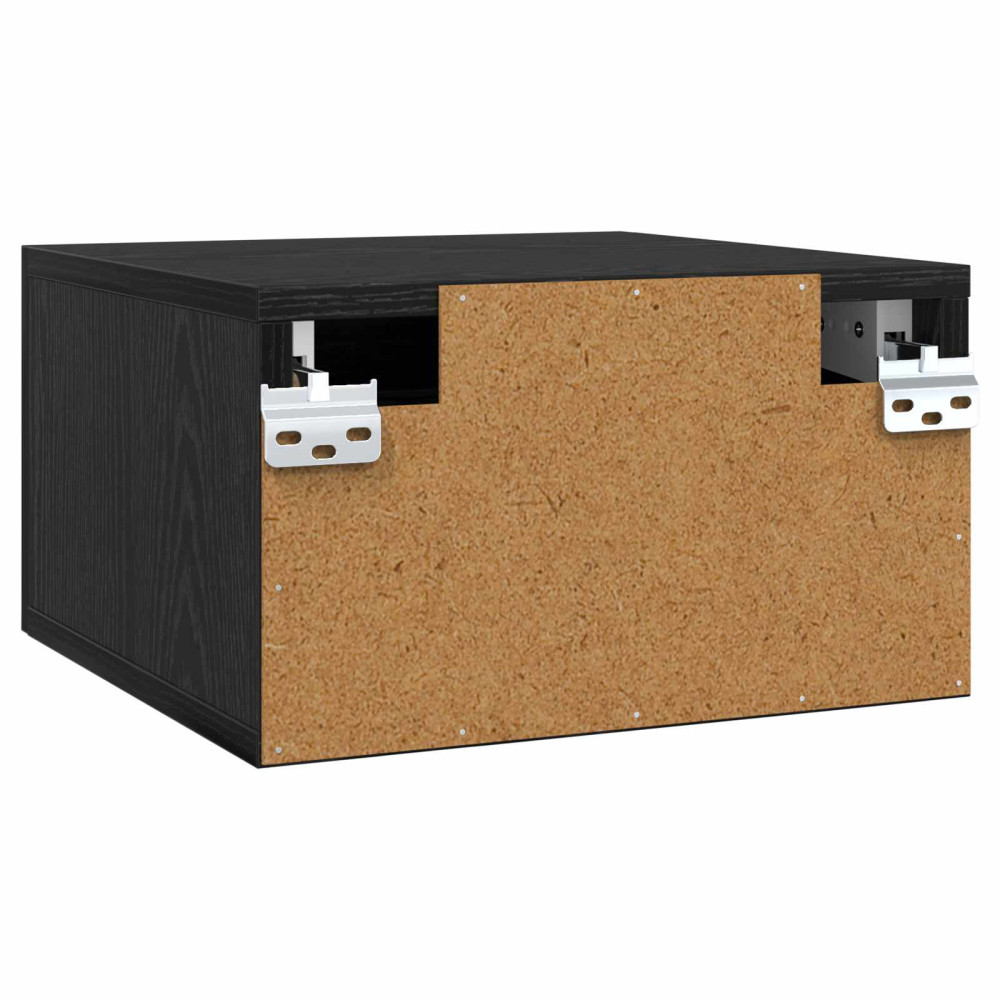 Produktbild för Nattduksbord med låda Svart Ek 35 x 35 x 20 cm Konstruerat trä