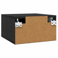 Produktbild för Nattduksbord med låda Svart Ek 35 x 35 x 20 cm Konstruerat trä