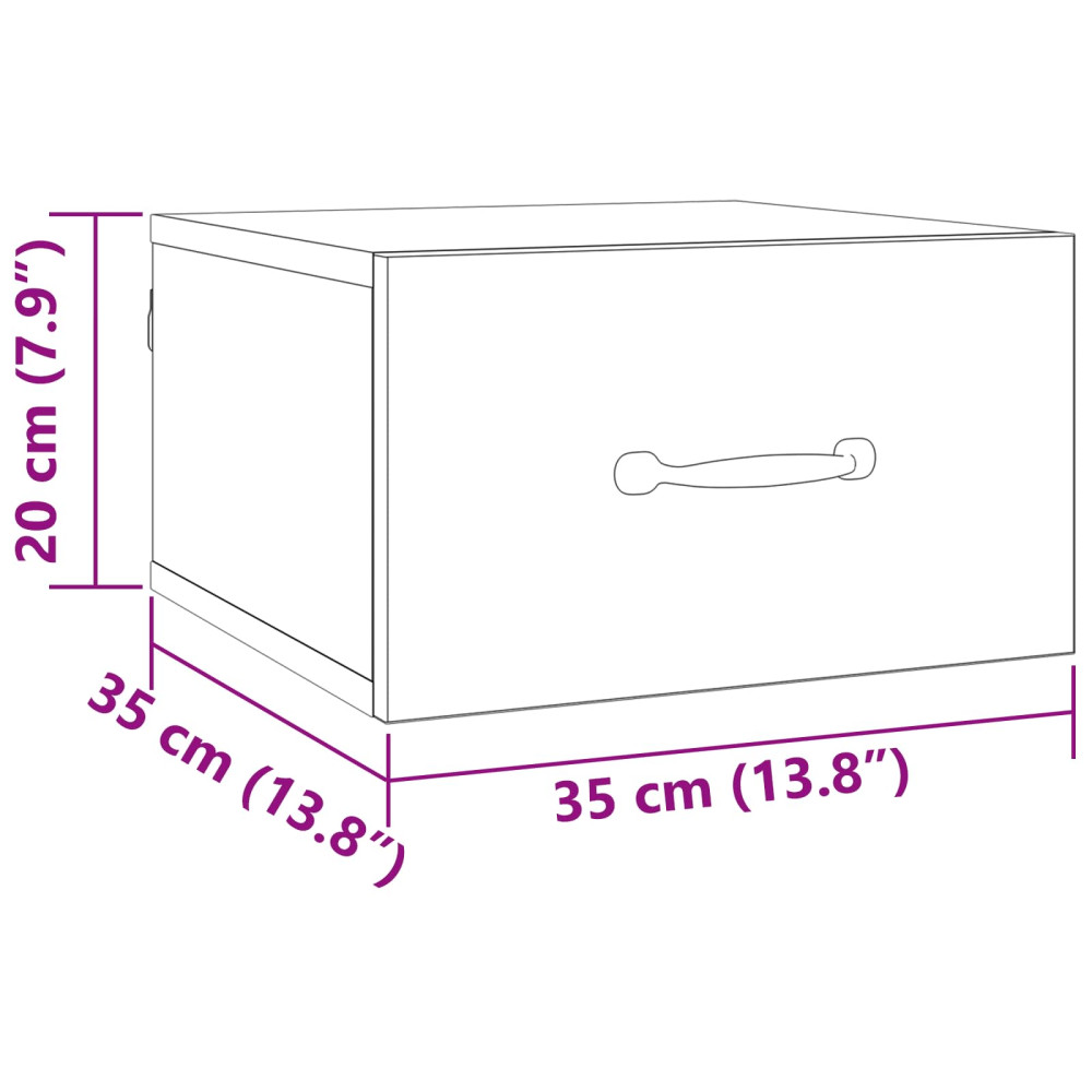 Produktbild för Nattduksbord med låda Svart Ek 35 x 35 x 20 cm Konstruerat trä