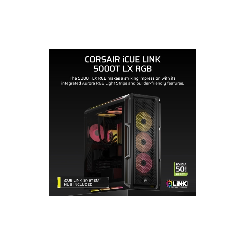 Produktbild för CORSAIR iCUE LINK 5000T LX RGB - mid tower - utökad ATX