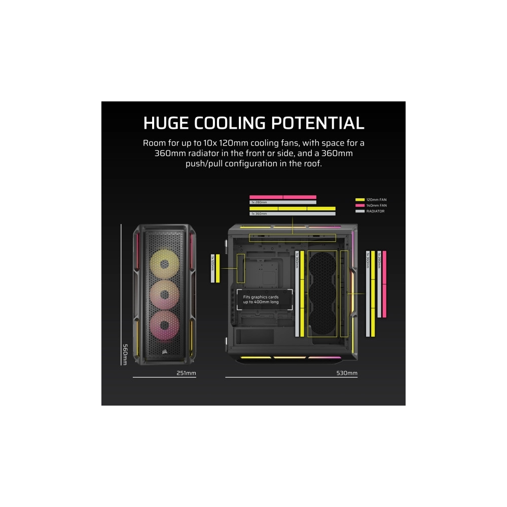 Produktbild för CORSAIR iCUE LINK 5000T LX RGB - mid tower - utökad ATX