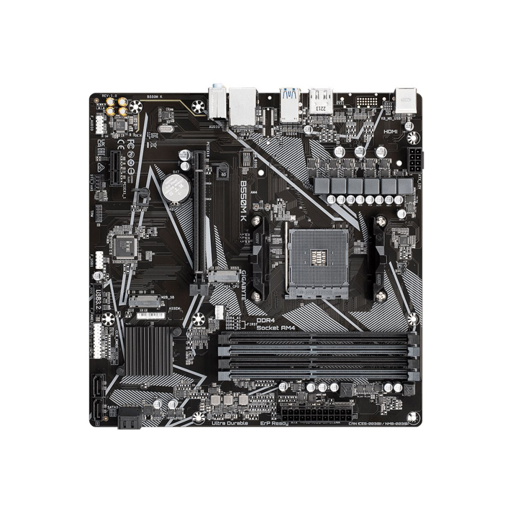 Produktbild för Gigabyte B550M K - 1.0 - moderkort - micro ATX - Socket AM4 - AMD B550
