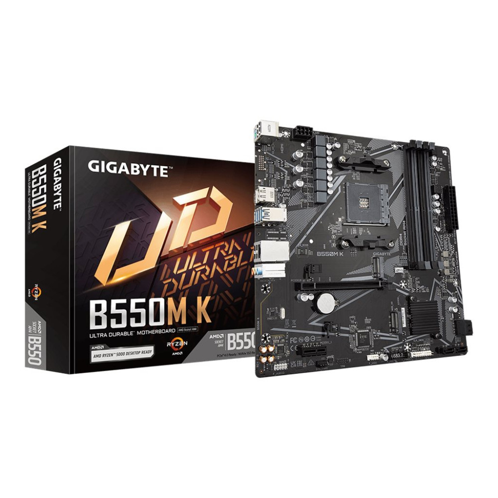 Produktbild för Gigabyte B550M K - 1.0 - moderkort - micro ATX - Socket AM4 - AMD B550