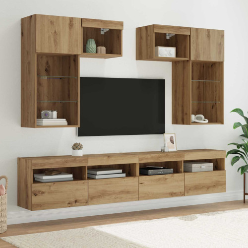 vidaXL TV Vägg Enheter 6 pcs Gammalt trä Konstruerat trä